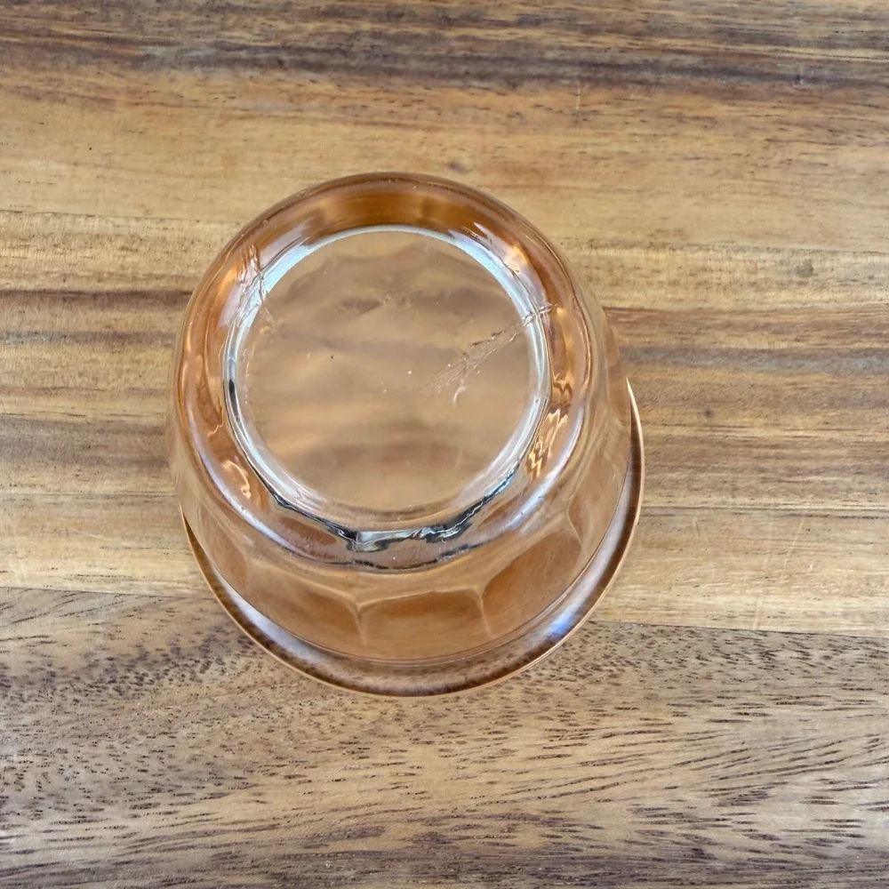 Vintage Pink Depression Glass Paneled Custard Cup Ramekin Peach 3.75 Inch